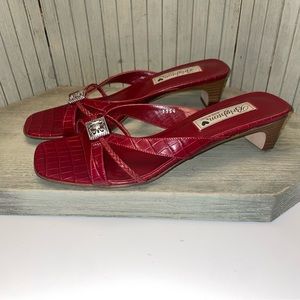New Brighton Red Leather Kayla Sandals Made in Italy 9.5M